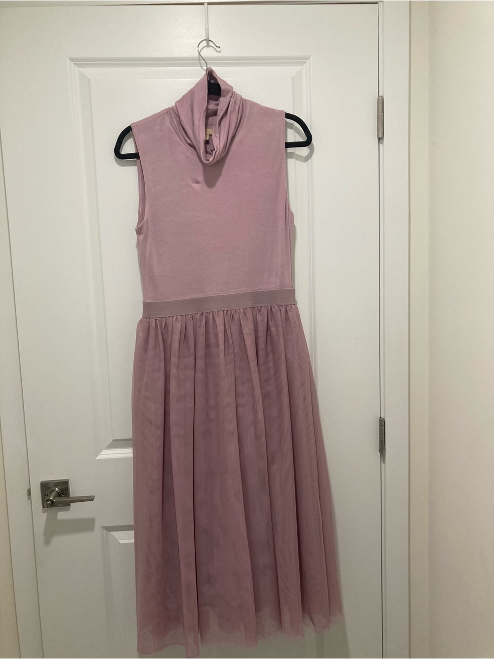 Chelsea & Violet Dusty Rose Sleeveless Tulle Midi Dress with Cowl Neck